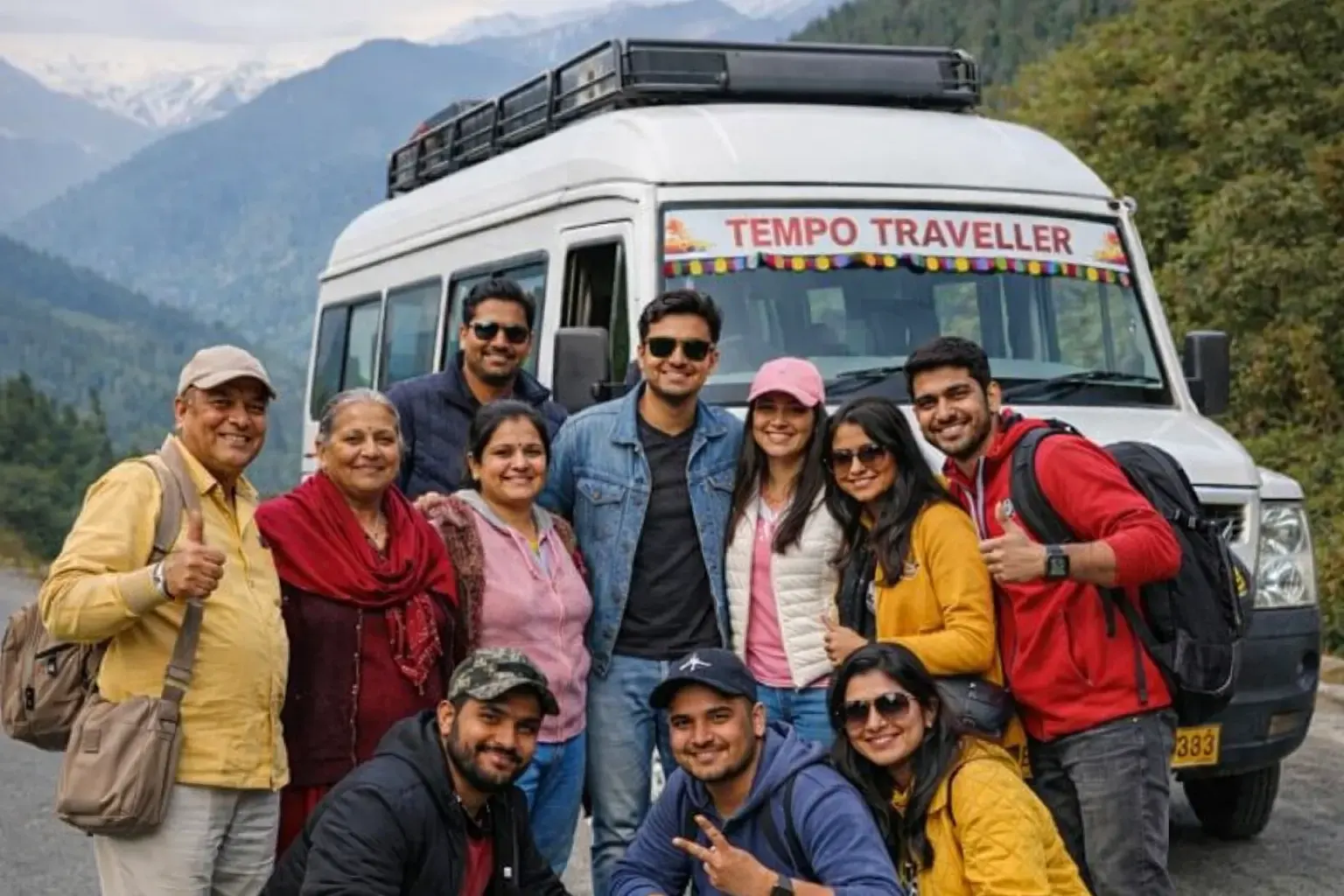 Travellers with the group Tempo Traveller